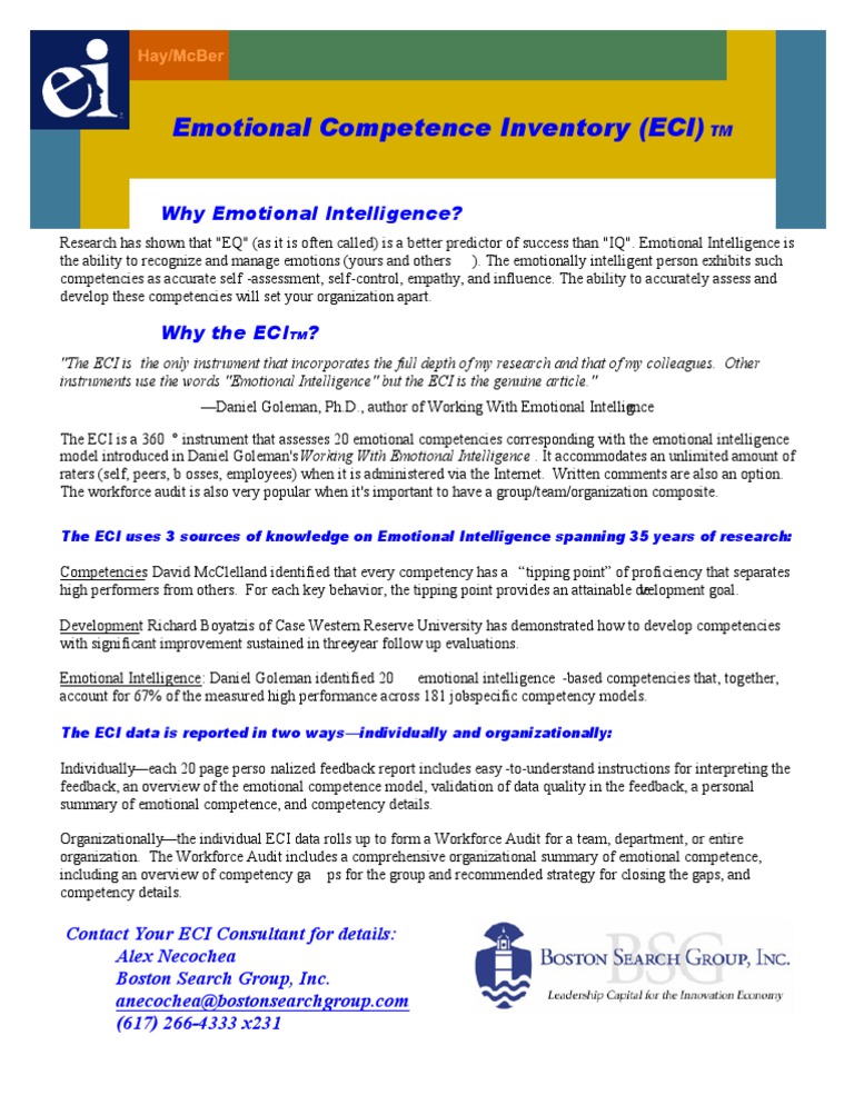 Emotional Competence Inventory Overview | PDF | Competence (Human ...