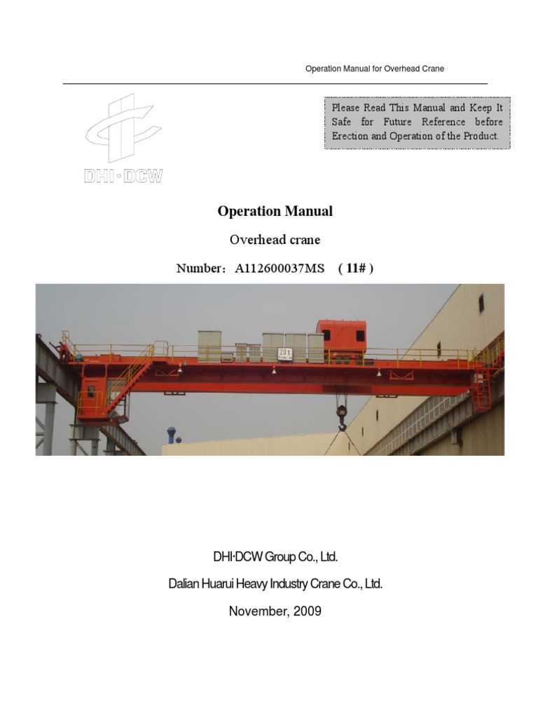 Overhead Crane Operation Manual | PDF | Crane (Machine) | Screw