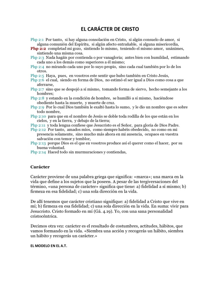 El Carácter de Cristo en la Biblia | PDF | Cristo (título) | Pecado