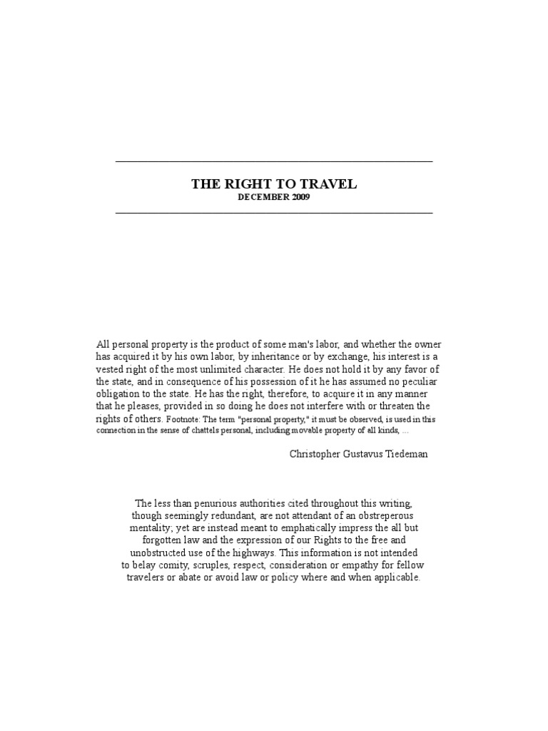 The Right to Travel United States Constitution Natural And Legal Rights