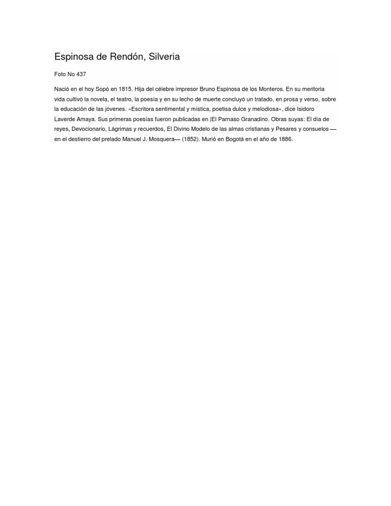 Silveria Espinosa de Rendón: Escritora y Poeta | PDF