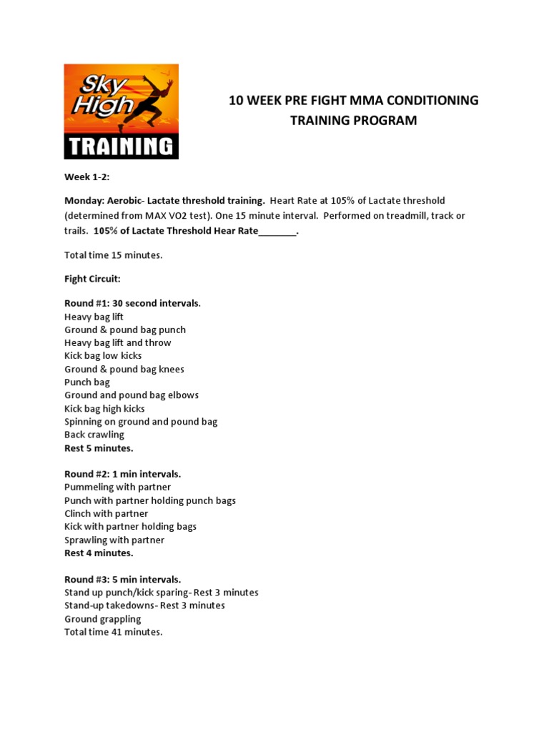 10 Week Mma Training Program Caffeine Mixed Martial Arts