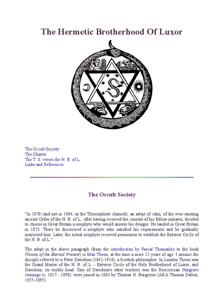 Autor Desconocido The Hermetic Brotherhood of Luxor Helena
