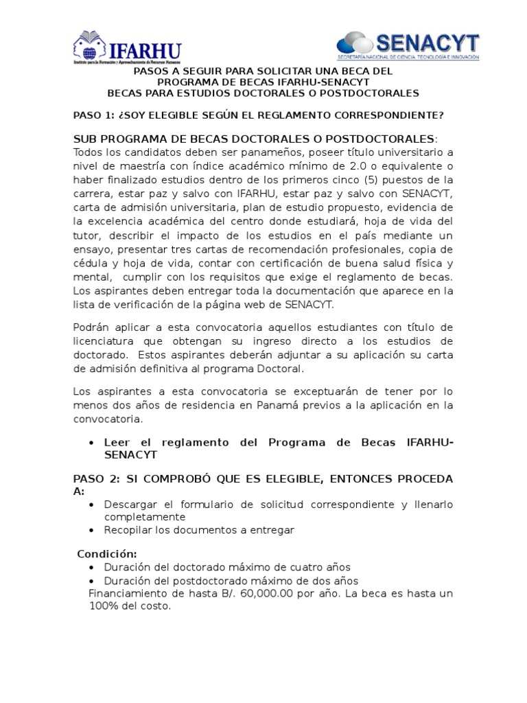 Pasos A Seguir Doctorado O Postdoctorado Doctorado Panama