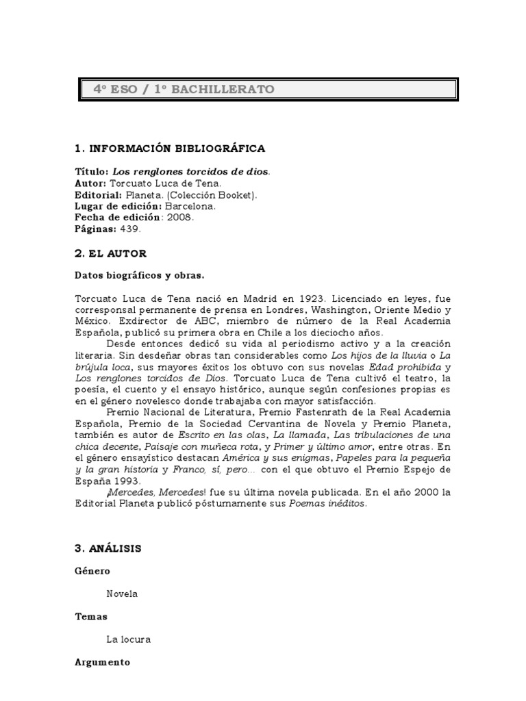 Los Renglones Torcidos De Dios Bibliografia Autor Y Personajes Novelas Autor