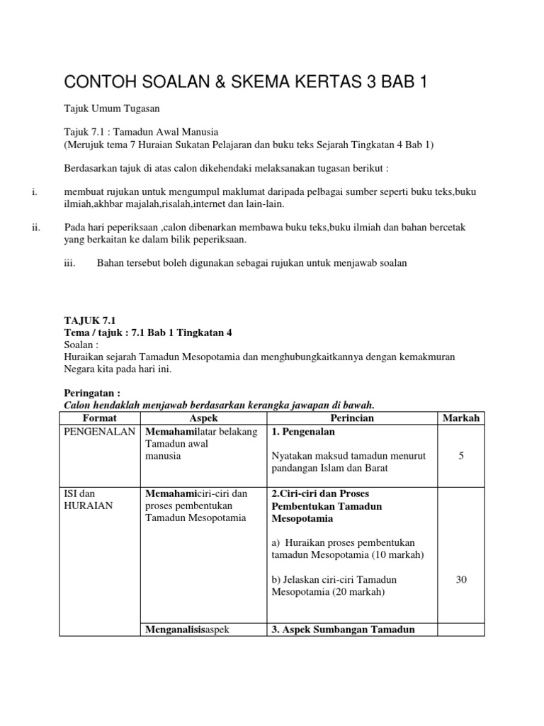 Contoh Soalan Sejarah Tingkatan 2 Kssm - Lamaran T