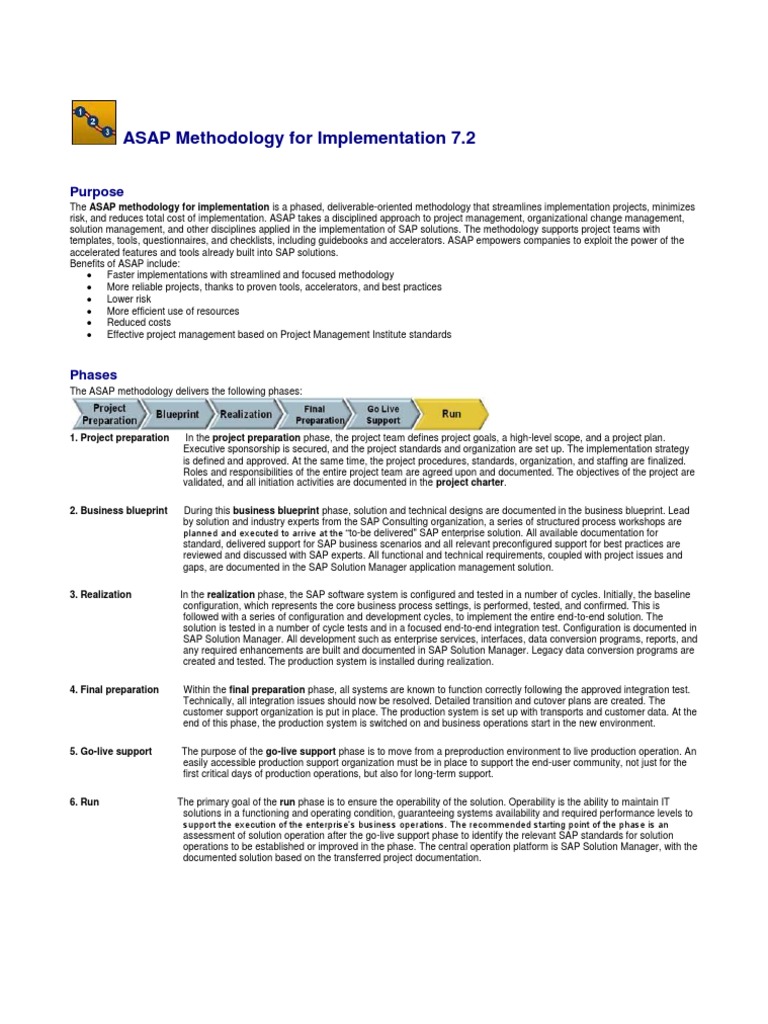 ASAP Methodology - 1st Phase - Project Preparation | PDF | Project ...