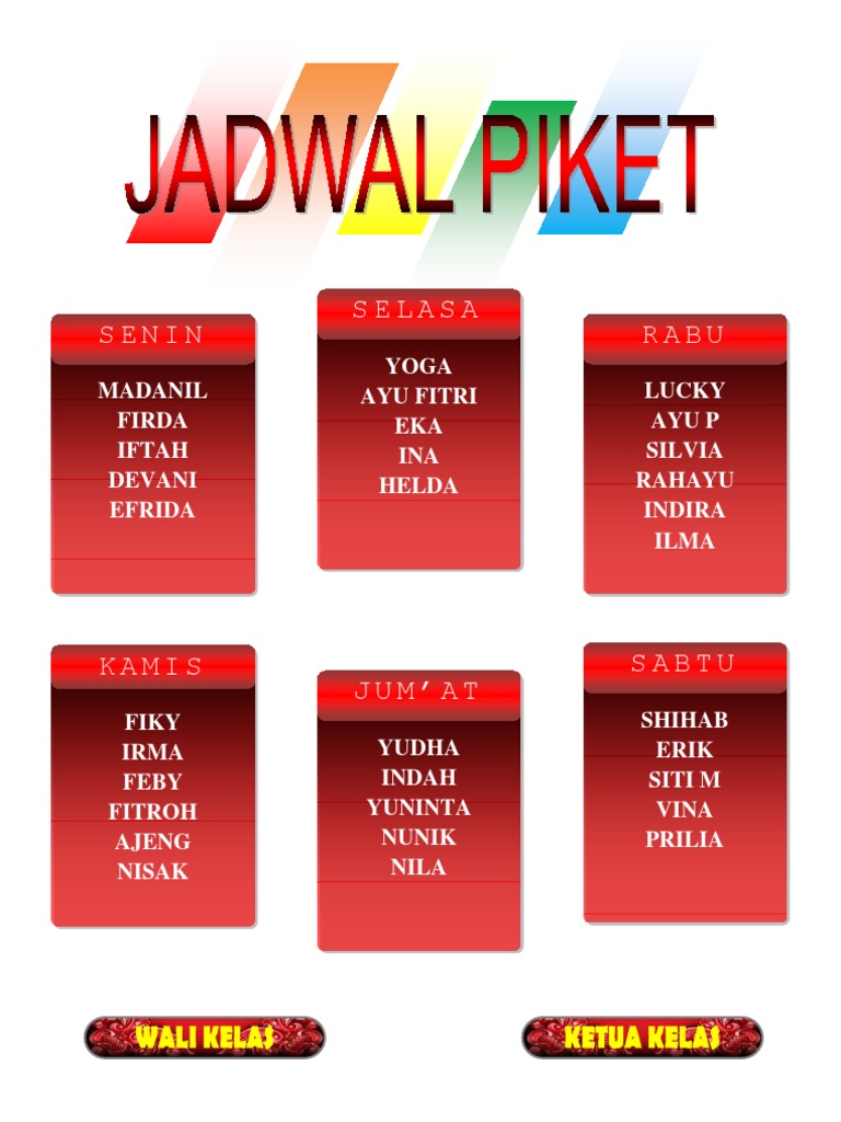 Membuat Jadwal Piket dan susunan pengurus kelas (word)