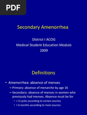 Understanding Secondary Amenorrhea | PDF | Polycystic Ovary Syndrome