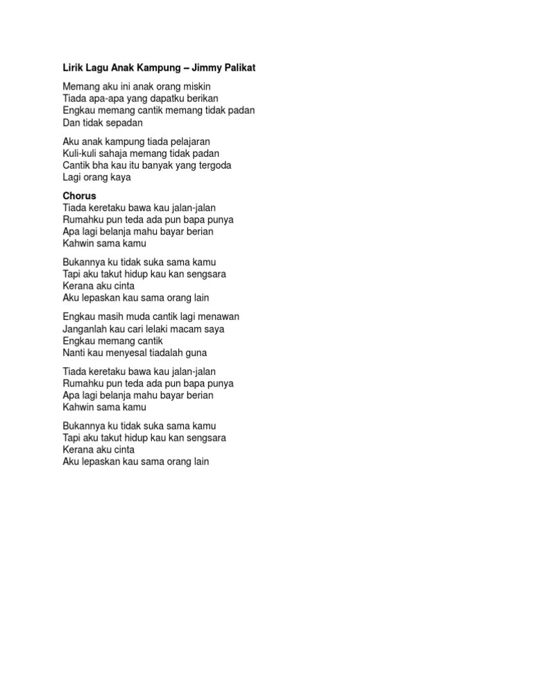 Lirik Lagu Anak Kampung Pdf
