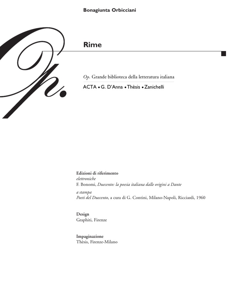 Bonagiunta Orbicciani Rime