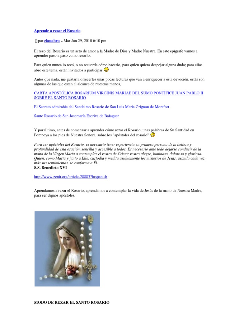Aprende a rezar el Santo Rosario | PDF | Rosario | María, madre de Jesús