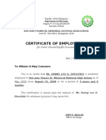 Certificate of Employment