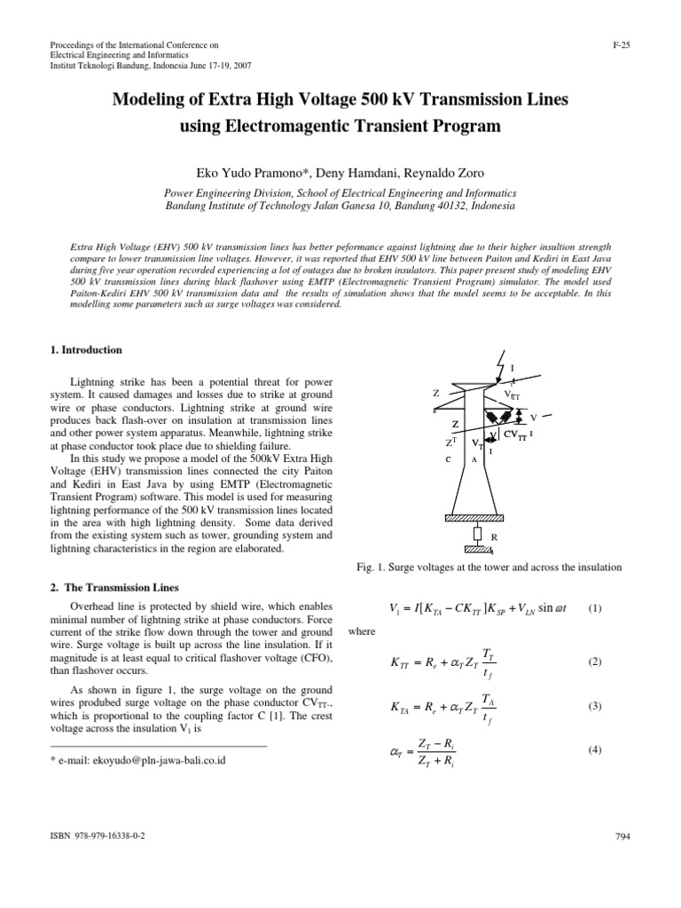 Modeling of Extra High Voltage 500 KV Transmission Lines PDF