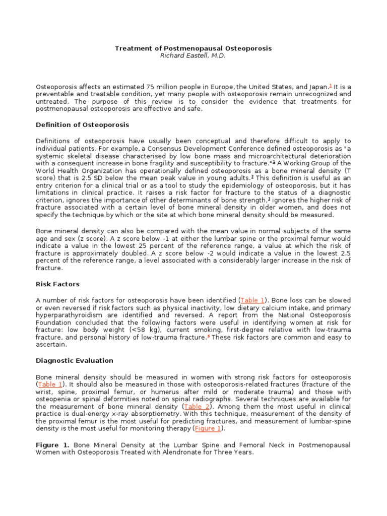 Treatment of Postmenopausal Osteoporosis | PDF | Osteoporosis | Bone