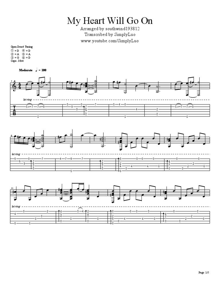 Heart will go on guitar cheap
