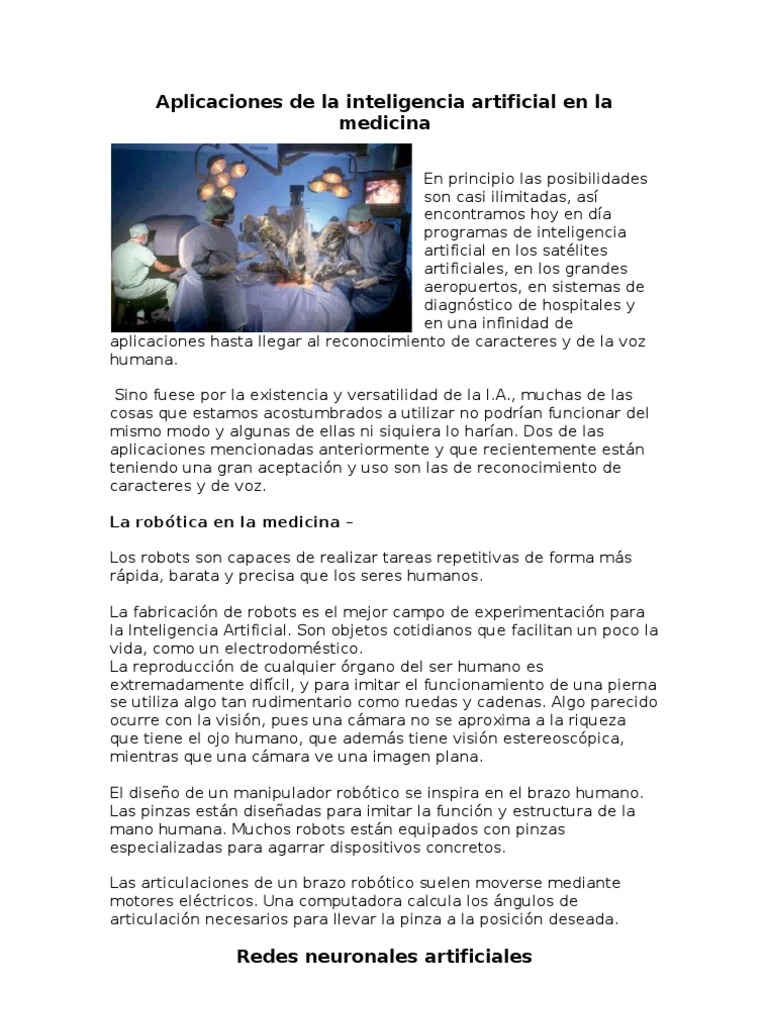 IA en Medicina: Aplicaciones y Avances | PDF | Inteligencia artificial ...