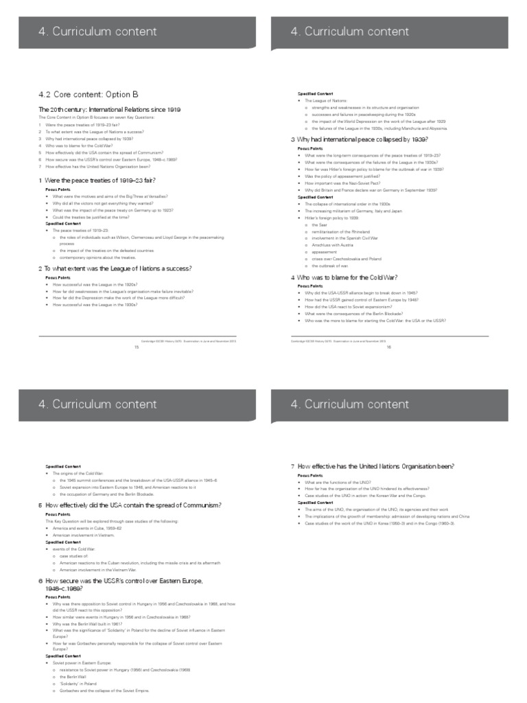 History Syllabus Weimar Republic Nazi Germany