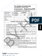 Amrita Engineering Entrance Question Paper 2009