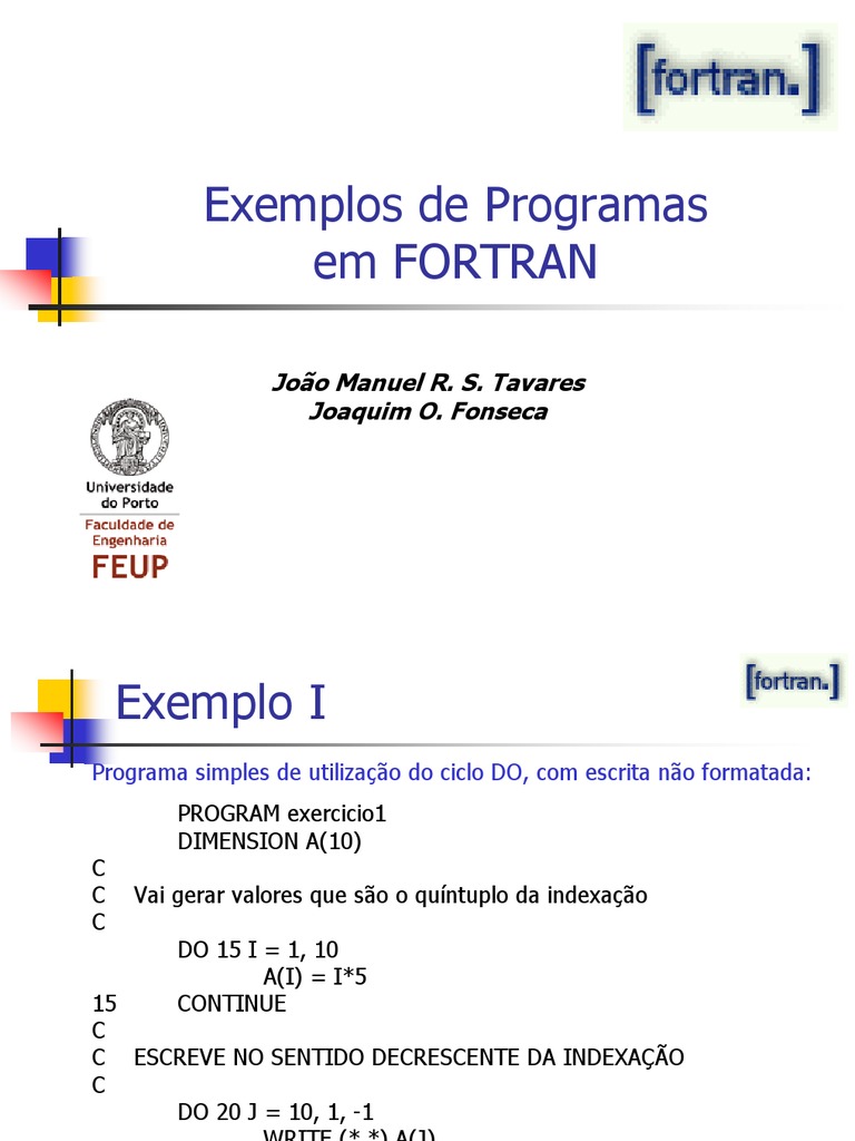Exemplos de Programas em FORTRAN | PDF | Caixa alta e caixa baixa ...