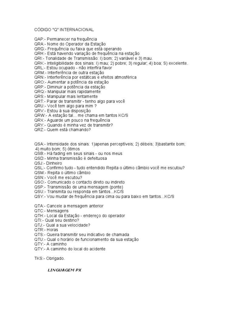 Código Q | PDF | Radiodifusão | Engenharia de Telecomunicações