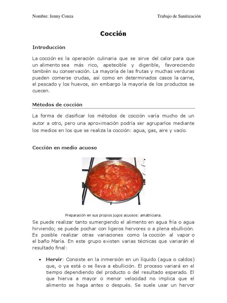 Métodos de Cocción en Gastronomía | PDF | Cocinando | Alimentos