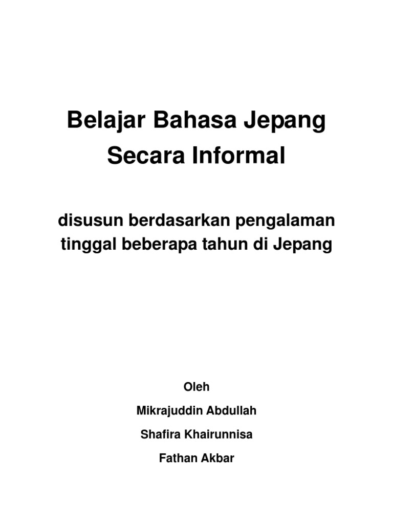 Belajar Bahasa Jepang Secara Informal