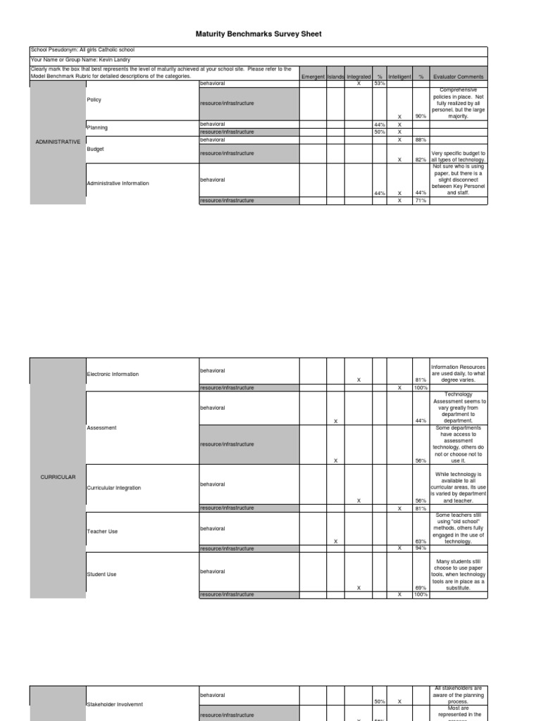 Maturity Benchmarks Survey Sheet | PDF | Internet Access | Local Area ...