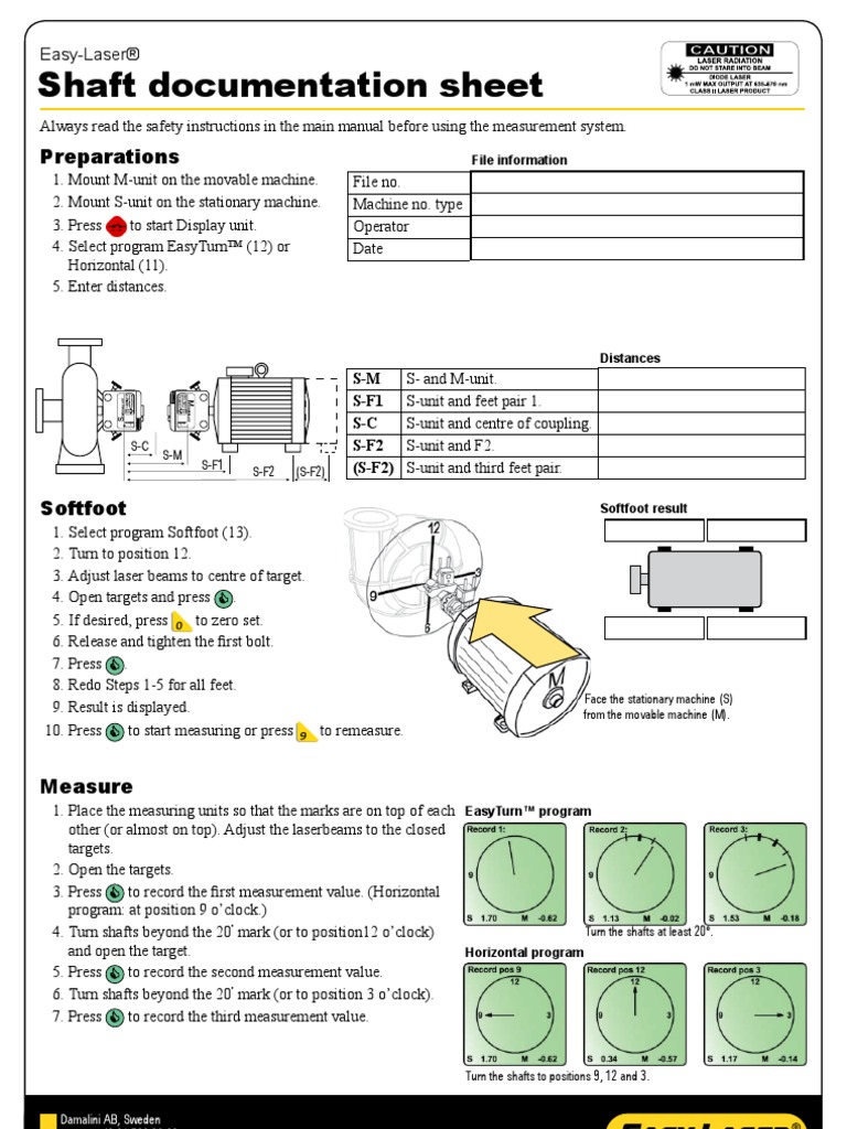 Easy-Laser - Shaft Alignment Worksheet | PDF | Engineering Tolerance