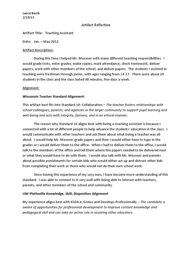 Teaching Assistant Reflection