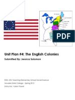 Unit Plan #4: The English Colonies: Submitted By: Jessica Solomon