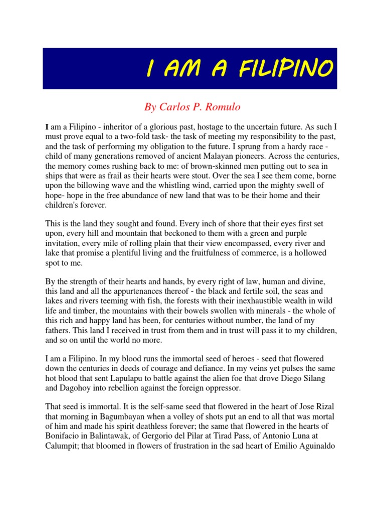 i am a true filipino essay