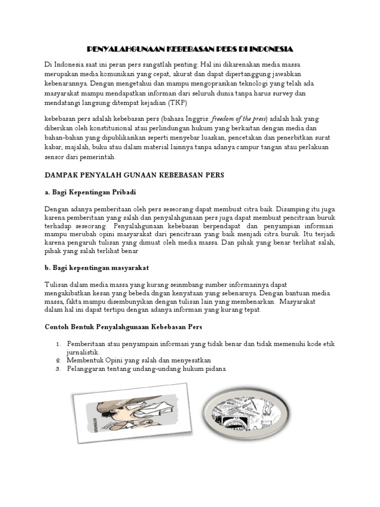 Penyalahgunaan Kebebasan Pers Di Indonesia A