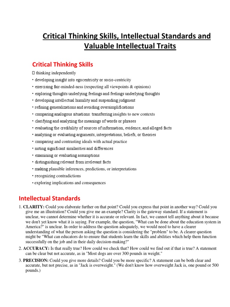 Universal standards of critical thinking image