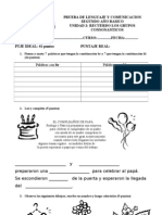 Prueba de Lenguaje y Comunicacion Grupos Consonanticos