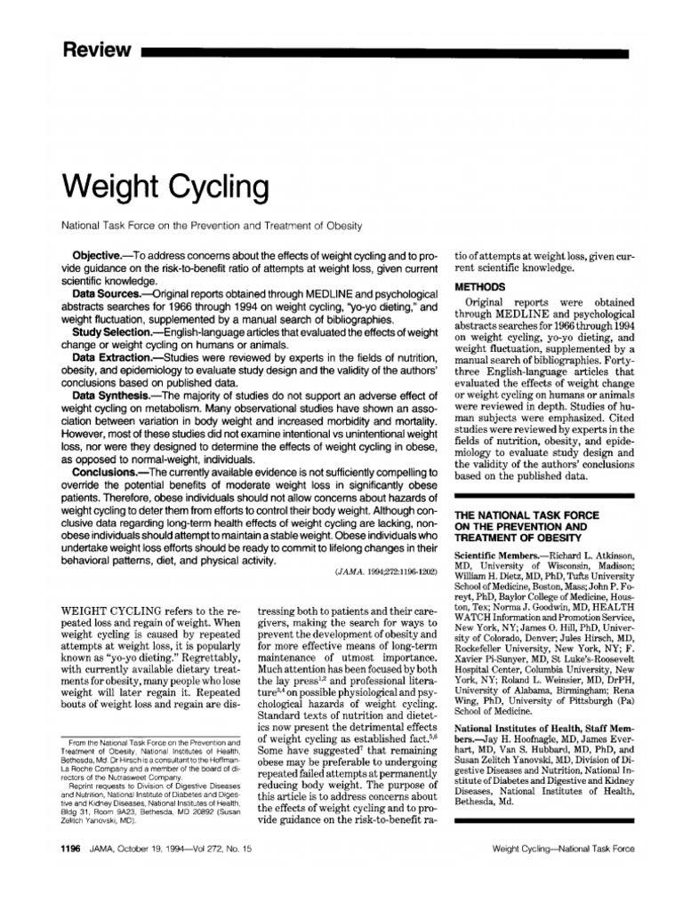 Atkinson R L Weight Cycling PDF Adipose Tissue Obesity