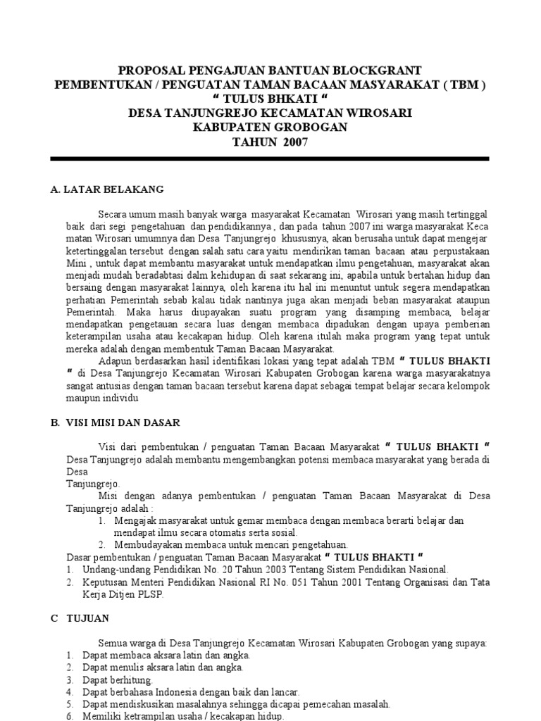Proposal Taman Bacaan