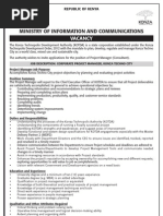 Download Job Vacancy Project Manager Konza Technopolis Development Authority KOTDA  by ICT AUTHORITY SN139688479 doc pdf