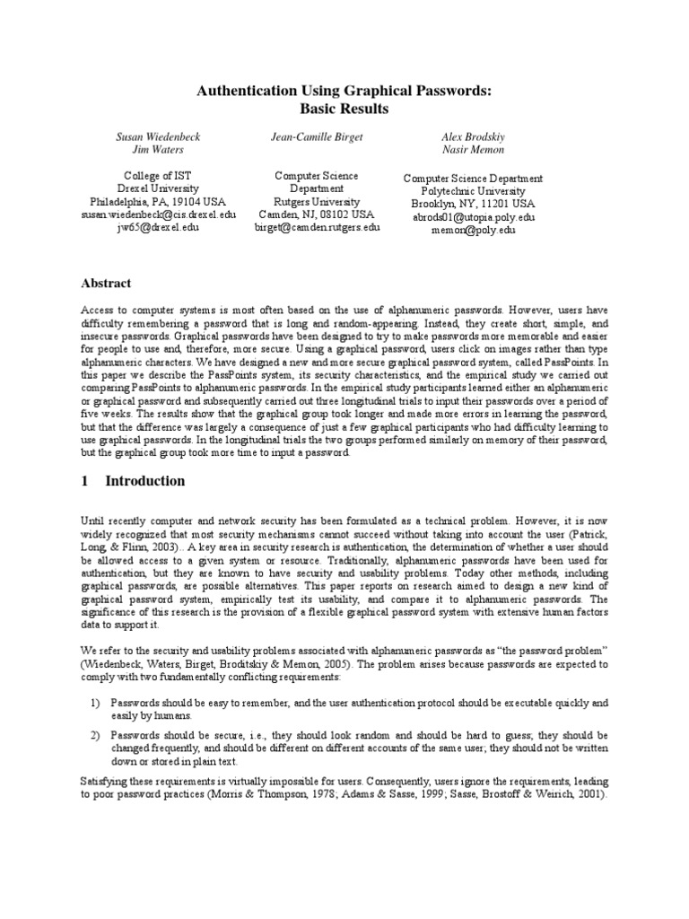 Graphical Password Authentication | PDF