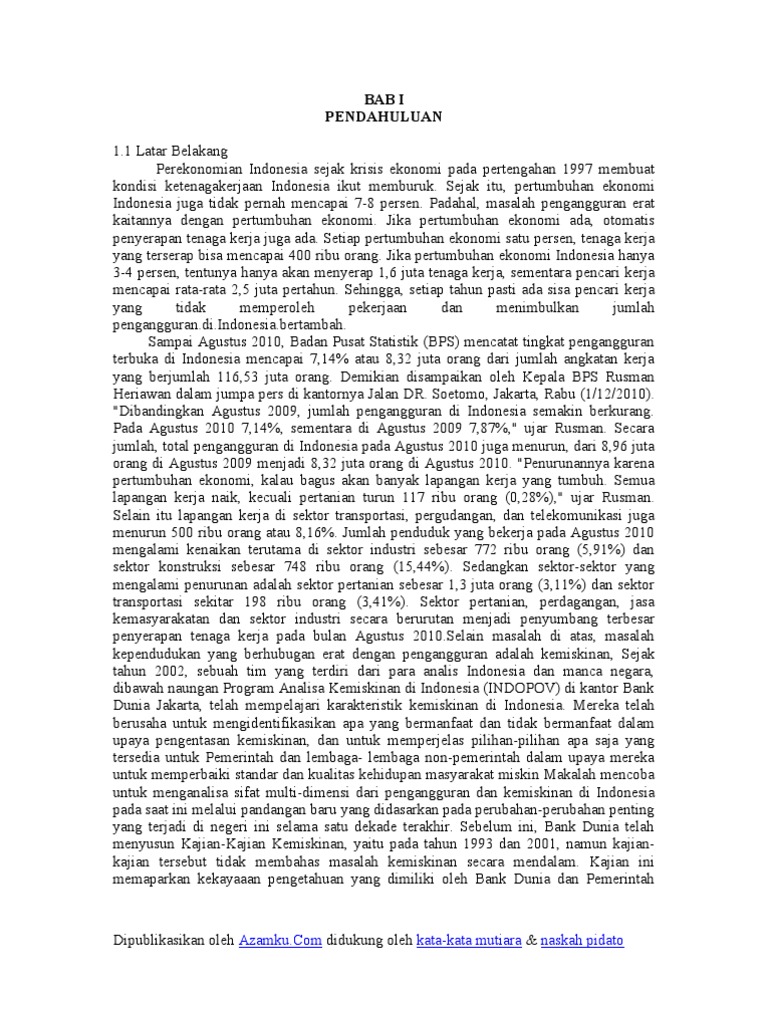 Contoh Makalah Tentang Pengangguran Dan Kemiskinan Di Contoh Makalah Tentang Pengangguran Dan Kemiskinan Di