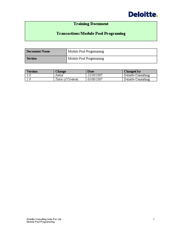 Module Pool Programming Guide | PDF | Control Flow | Database Transaction