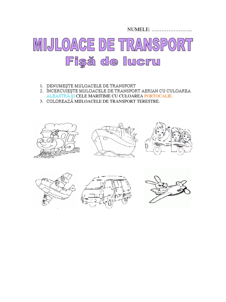 Fisa De Lucru Mijloacele De Transport Ds