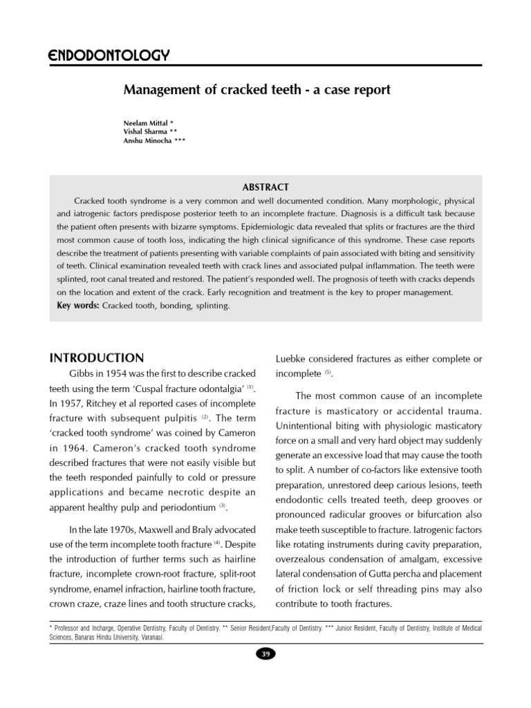 Management of Cracked Teeth | PDF