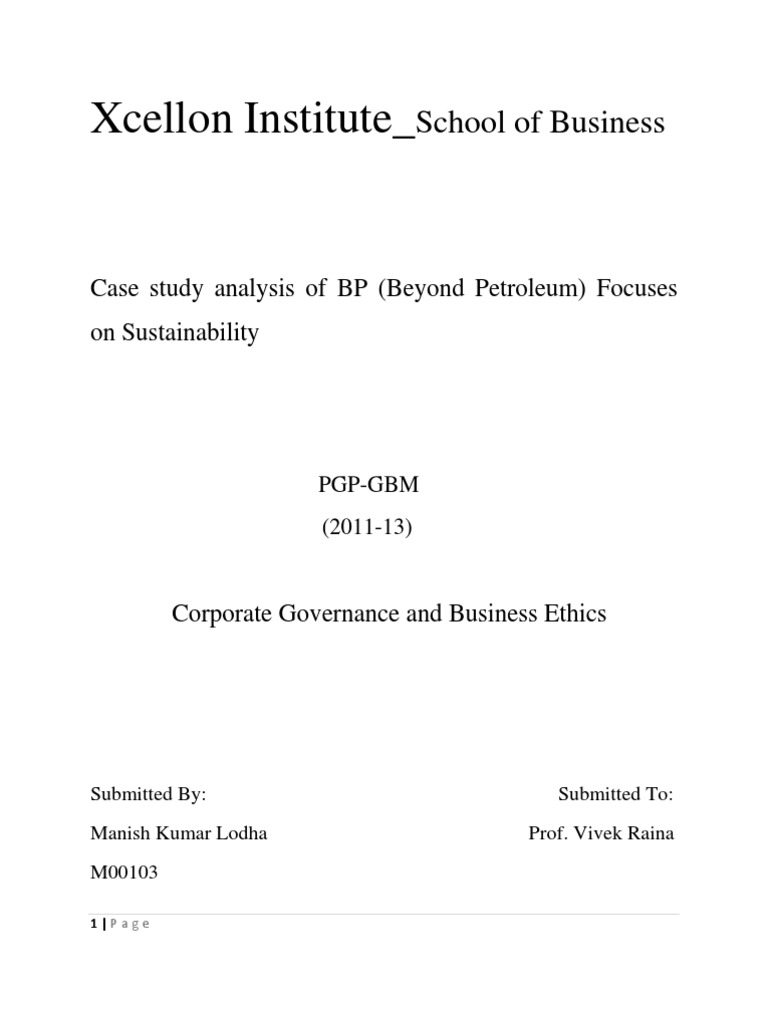 BP Sustainability Case Study Analysis | PDF | Bp | Alternative Energy