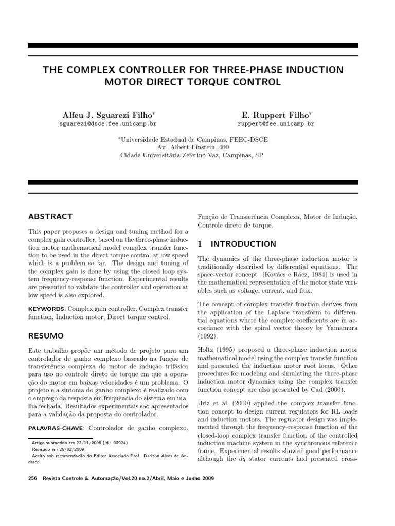 Complex Controller for Induction Motor DTC | PDF | Electromagnetism ...