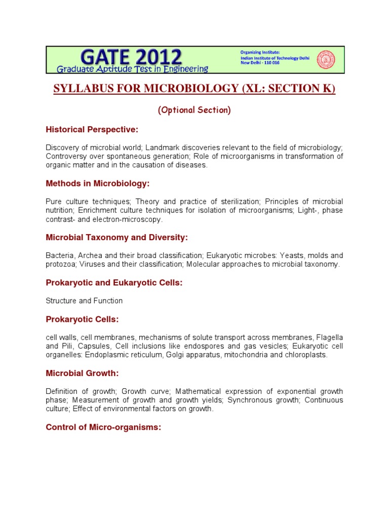 XLK XLK Syllabus GATE | PDF | Microorganism | Bacteria