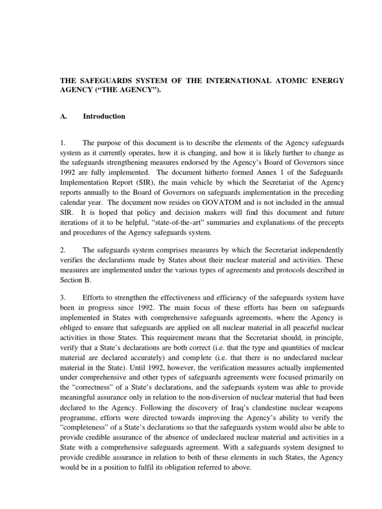 IAEA Safeguards System Overview | PDF | Law | Technology & Engineering