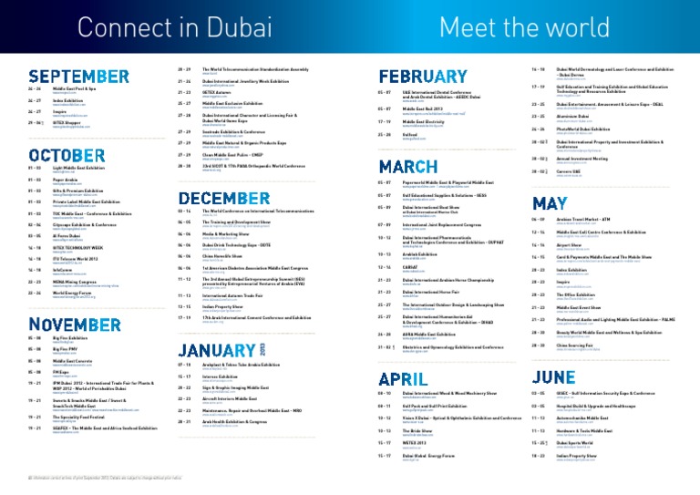 Dubai Calendar Events 2012 Dubai Technology