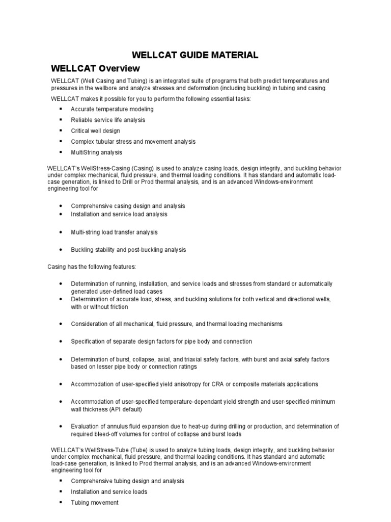 Wellcat Guide Material | PDF | Casing (Borehole) | Mechanical Engineering