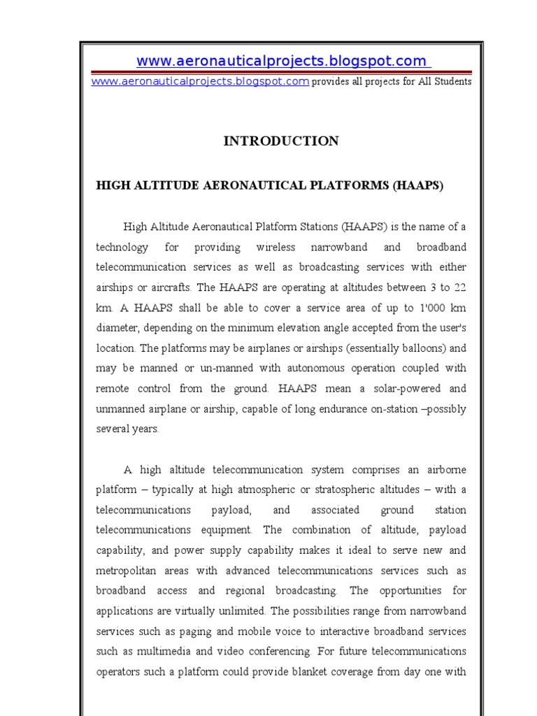 HAAPS Market Overview and Applications | PDF | Cellular Network ...